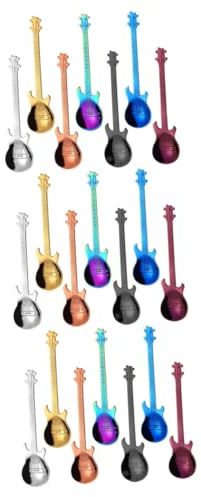 BESTonZON 21pièces Cuillères Acier Inoxydable Forme De Guitare De Multicolores Pour Café Thé Et Desserts Accessoires De Cuisine Pratiques Et Élégants