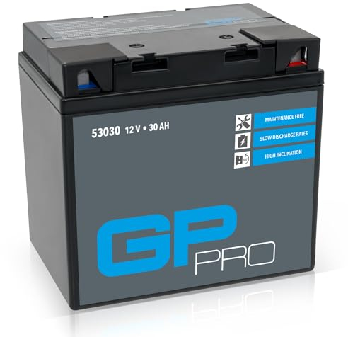 GP-PRO Gel-Batterie 12V 30Ah 53030 Motorradbatterie, wartungsfrei versiegelt vorgeladen ähnlich Y60-N30L-A / SLA53030 / C60-N30-A / C60-N30L-A auch für Quad, Rasentraktor uvm.