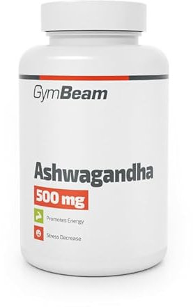 GymBeam Ashwagandha, Withania Somnifera, Ginseng Indiano, 500mg di Estratto, 5% Withanolides, Adattogeni per Resistenza e Gestione dello Stress, Pratiche Capsule (90 cps)