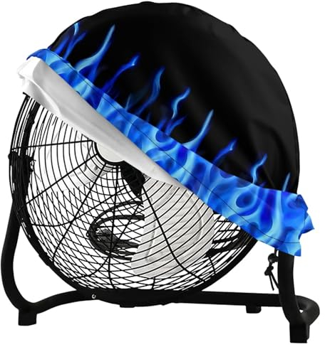 SCRAWLGOD Housse de ventilateur à imprimé flamme bleue pour ventilateur sur pied industriel de 45,7 à 50,8 cm, housse anti-poussière pour protection et décoration pour la maison, le bureau, le