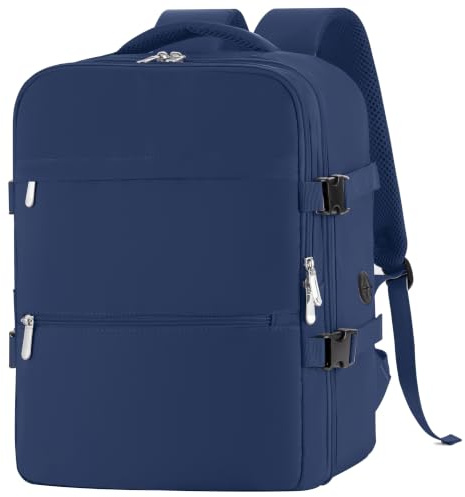 WOUIYO Mochila Viaje Cabina Avion 45x36x20 Para Easyjet 30L Mochila de Viaje Equipaje de Mano Mochila 45x36x20 Maletas de Viaje Cabina para Portatil de 15.6 Pulgadas (Dark Azul)