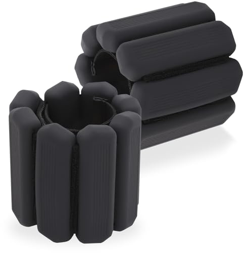 XIMKONTER 2 Pezzi Portatili Polso Pesi Cavigliera - Set di 2 (2 x 0,5 kg) Regolabile Fitness Braccialetto Set per Piede o Polso su Esercizio Camminare Jogging Yoga Aerobica Pilates Peso (nero)