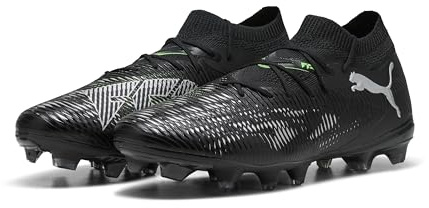 PUMA Unisex Future 8 Match FG/AG fotbollssko, Black Silver-Fluo Green, 40 EU, Puma Black Puma Silver Fluo Green, 46 EU