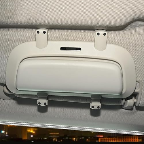 LeaHy Für Tiguan Mk2 2017 2018 2019 2020 2021 Auto Brillenhalter Brillenetui, ABS Sonnenbrille Brillenbox Sonnenblende Multifonction Aufbewahrungsbox Organizer Innenraum Zubehör,B/Grey