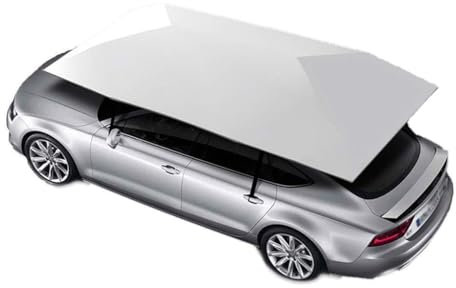FANYING Fully Automatic Car Umbrella Tent, Carport Portable Folding Parasol, Outdoor Heat Insulation, Roof Sun Protection with Remote Control,Silver-4.9m