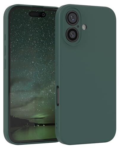 EAZY CASE - Silikonhülle für iPhone 16 Hülle Silikon Case Grün weich stoßfeste Handyhülle Schutzhülle mit Kameraschutz Dünn Premium Schutz Cover TPU Phone Bumper in Piniengrün Matt