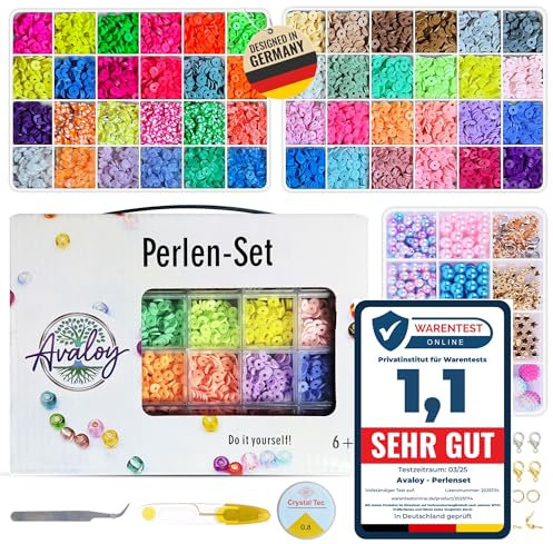 Avaloy Perlen für Armbänder 48 Farben - hochwertige Perle - Armbänder selber machen - perlen Set diy perlen Set pastell - perlen zum Auffädeln - Schmuckherstellung Kit perlen 6mm Beads(Set 2)