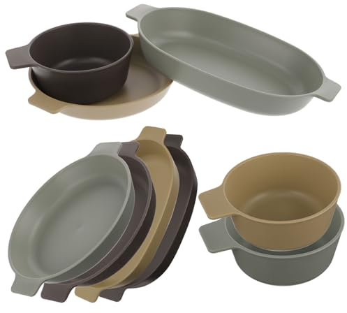 WESIEVYA Stoviglie in Plastica Per Uso Alimentare Ciotole Da Esterno Riutilizzabili Kit Di Piatti Per Picnic e Campeggio Leggero e Portatile Facile Da Pulire