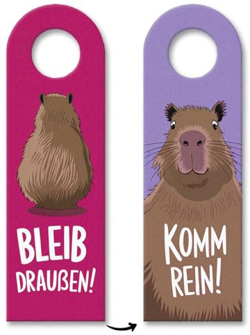 Bleib draußen komm rein Capybara Türhänger Signale humorvoll mit Capybara Türschild