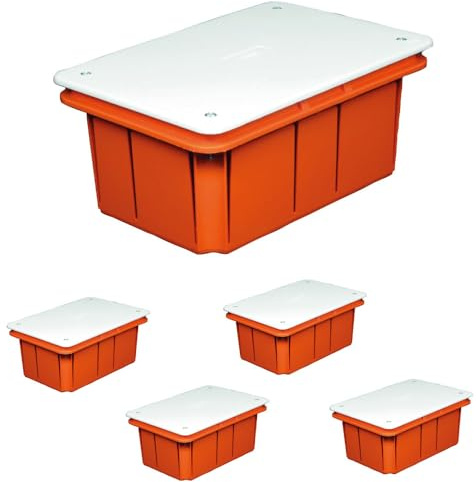 Cassetta di derivazione da incasso a muro in plastica con coperchio 20x15 cm 198x153x70mm Kit 5 pezzi made in italy FG10214