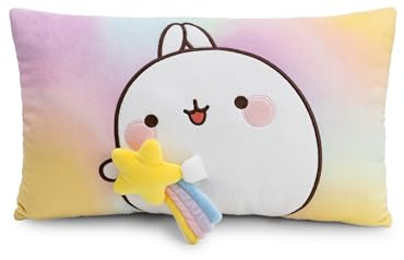 62223 Fluffig gosedjurskudde med Molang på 43 x 25 cm, perfekt för barn och vuxna, i hemmet, förskolan eller på språng, vit