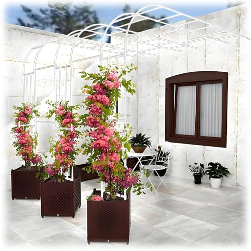 Arche de jardin pour plantes grimpantes - Treillage demi-cercle en métal - Pergola - Décoration de jardin - Disponible en 90 à 300 cm de largeur - Blanc - 180 x 240 cm (l x H)