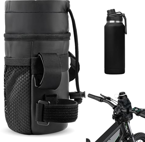Soporte Botella Bicicleta, Portabidon Bicicleta Sin Tornillos con Bolsillo de Malla, Porta Bidones para Bici MTB, portabotellas portátil para Bicicletas de montaña, Cochecitos, sillas de Ruedas