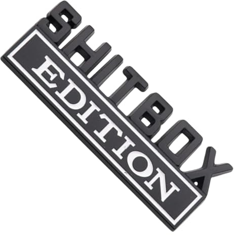 de edición Shitbox - Emblema Creativo Autos 3D Diseño | Calcomanía Trasera automática única Pegatina Logotipo Adhesivo para vehículos Accesorios automotrices camión estilamiento DEC