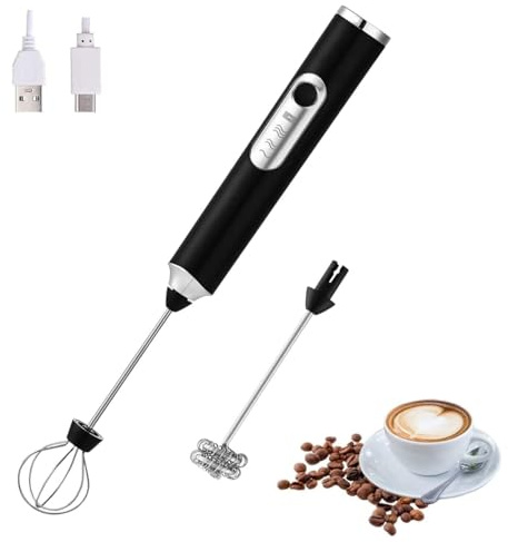 Espumador de leche eléctrico portátil de 2 cabezales, máquina de espuma de leche recargable por USB de 3 velocidades, mezclador de bebidas de mano de acero inoxidable desmontable para café, latte