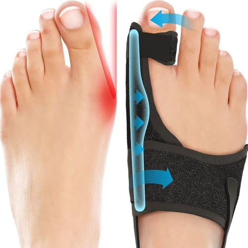 XFSRG 1 Paire Orthèse Hallux Valgus Corrective Séparateur d'Orteil Ecarteur Orteil pour Femme et Homme Réutilisable Redresseur Orteil Utiliser Jour et Nuit Douleur Protection (Noir)