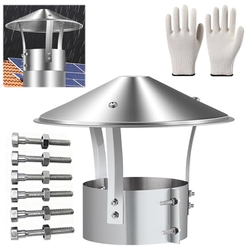 Comignolo Antivento, Griglia Aerazione Regolabile, Griglia Aerazione Tonda 210mm/220mm/230mm/240mm/250mm/300mm per Condotti di Stufe E Camini, Fumaiolo Comignolo Cappello(170mm/6.7in)