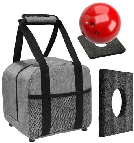 Bowlingballstasche, Einzelne Bowlingballstasche, Bowlingtasche für Einzelball, Tragebeutel mit Gepolstertem Ballhalter, Strapazierfähige Bowling-Tragetasche aus Oxford-Stoff für Damen Herren