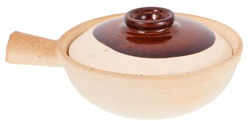 MUCKLILY Olla de Barro Pequeña 19 Cm X 7 Cm para Guisar, Cazuela Cerámica Tradicional para Arroz y Guisos, Resistente a Altas Temperaturas, Apta para Comida para Llevar y Uso Comercial