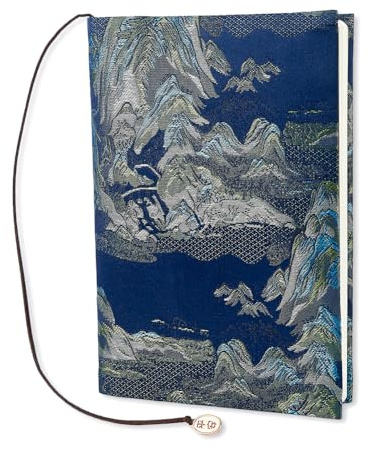 SUPERFINDINGS A5 Bucheinband Blaues Bergstoff Taschenbuch Buchhülle Stoff Bücher Schutzhülle A5 Notizbuch Planer Tagebuch Einbände für Hardcover Roman Lehrbuch Leser Liebhaber Geschenk Zubehör