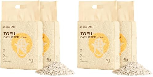 FUKUMARU Litière pour Chat Tofu Agglomérante, Granulés de Maïs Mélangés, sans Poussière et Légèrement Agglomérante, Contrôle des odeurs, Lavable (Lot de 2)