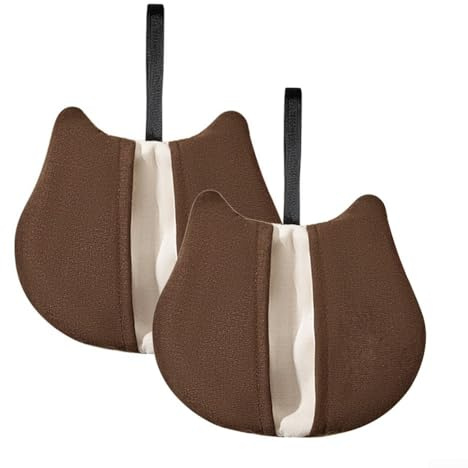 HomeVortex Presine a forma di gatto per cucina, confezione da 2 cuscinetti caldi in cotone con design tascabile e cordino, guanti da forno isolanti termici per cucinare e cuocere, nero (marrone)