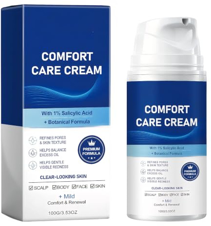 100g Crema Para Foliculitis Y Acné, Crema Granos Con 1% ácido Salicílico, Regula El Sebo& Suaviza La Piel, Contra El Acné Y Las Imperfecciones, Para Cuero Cabelludo, Rostro, Cuerpo