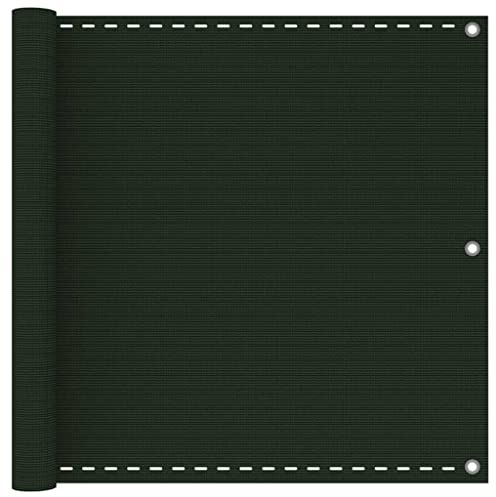 Kaorsrow Balkon Sichtschutz Dunkelgrün 90x400 cm HDPE Balkonumspannung Winddurchlässig Zaunblende Balkonblende Sichtschutzfolie Balkon Sichtschutzmatte mit Ösen und Seil