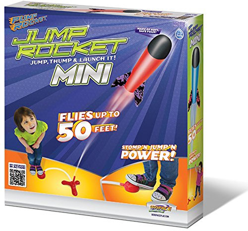 Geospace Jump Rocket Set with Launcher and 3 Foam Rockets for Outdoor Backyard or Beach Play - Great for Young Kids & Soars up to 50 feet (Mini Jump Rocket Set for Boys and Girls)