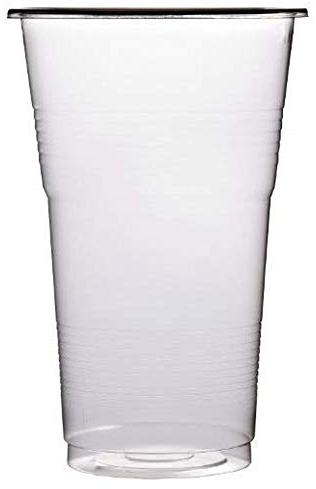 100 x 500ml Pint Plastic Cups with Markings - Strong Disposable Glasses