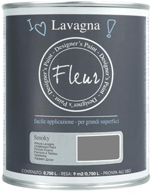 FLEUR DESIGNER'S PAINT | Pittura Effetto Lavagna, 0,750 litri, F75 Smoky, Base Acqua, Trasforma Qualsiasi Superficie in una Lavagna su cui Scrivere con il Gesso.