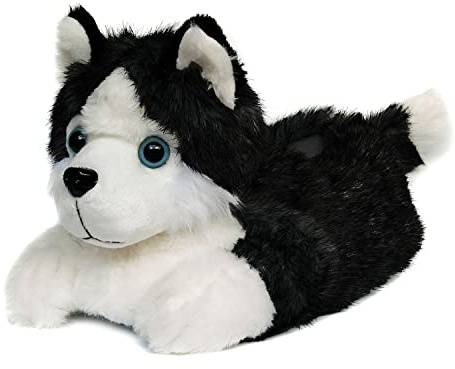 Onmygogo - Pantofole fantasia per donna e uomo a forma di cane Husky, pantofole invernali in peluche per adulti, grigio, 37/40 EU