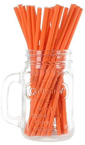 1000 Solid OrangeEco Friendly Recyclable Paper Drinking Straws Bright Colours Stripes and Metallic Colours Great for Birthday Wedding Christmas Party Baby Shower Decoration Food Safe Single Use