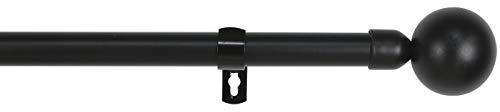 MERCURY TEXTIL-Barra Sencilla Forja Universal Extensible,Barra de Cortinas Decorativa Extensible (Negro, 120-210cm Bola)