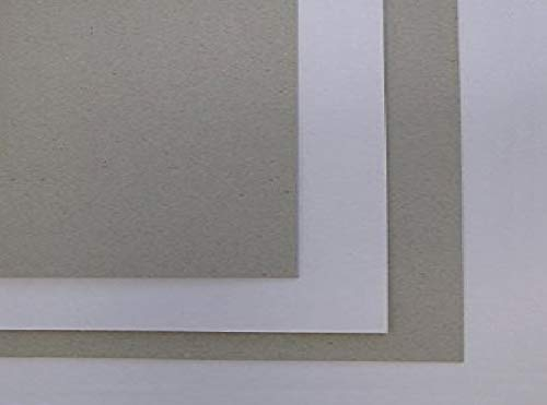 PROTECTAFILE A2 Grey & White Board Thick Card 2000 microns 2mm Grey Board Backing Modelling - Sturdy Cardboard Sheets for Crafts and DIY Projects - Designer Kraft Heavy Duty Chipboard Sheets