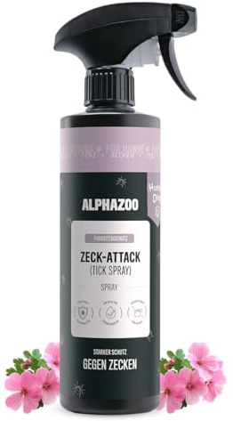 alphazoo Zeck-Attack Anti Zecken Spray für Hunde 500ml I Natürliches Mittel gegen Zecken mit Sofortwirkung I Langzeit Zecken Schutz