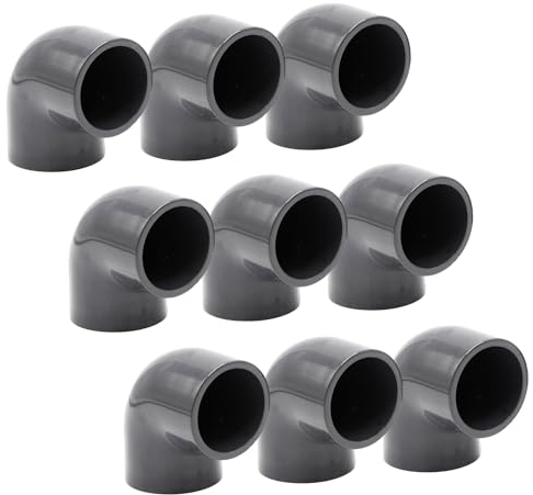 PVC-Winkel-Muffe 90° I 50mm I 1 1/2 Zoll I 9 Stück Klebemuffe I Rohrmuffe mit 2-Anschlüssen I Rohr-Verbindungsstück Rohr PVC-Fitting I bm094