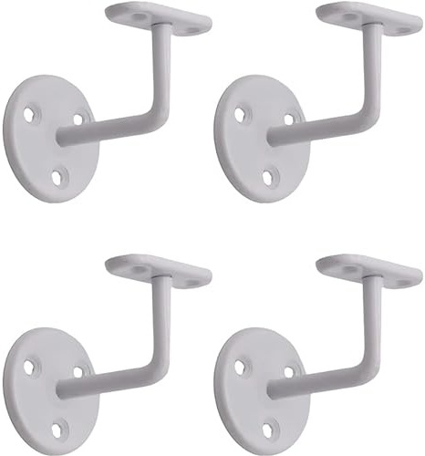 EAI White Handrail Brackets for Wood and Steel Stair Bannister, 4 Pack