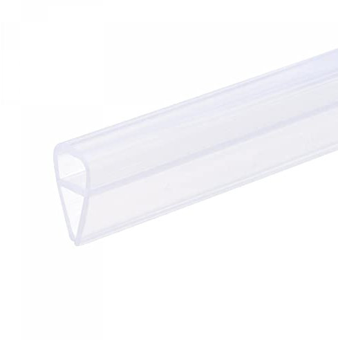 sourcing map Frameless Glass Shower Door Sweep 59.06 Long for 1/4(6mm) Glass U-Type Door Side Seal Strip
