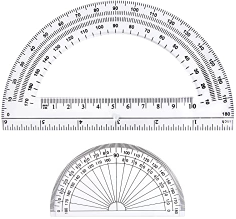 Transportador de 180°, Transportador Semicircular Plástico, Herramienta de Geometría Matemátican para Material Oficina Escolar, 4 Pulgadas y 6 Pulgadas, Transparente (2 Piezas)