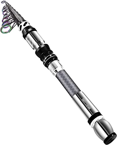 BNTTEAM Nueva Caña de Pescar Portátil 99% Cabeza de Palo Fluorescente de Fibra de Carbono, Palanca de Pesca de Surf de Viaje Telescópica Súper Dura y Ultraligera (KC-Type, 2.4M/94.5in/7.84ft)