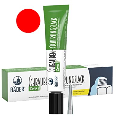Bäder Der ORIGINAL Schraubensicherungslack ZERO REIHE Rot 20ml LACKE. KEIN GEFAHRSTOFF - Hilfsmittel zum Sichern, Signieren, Plombieren, Versiegeln, sowie zum Manipulationsnachweis