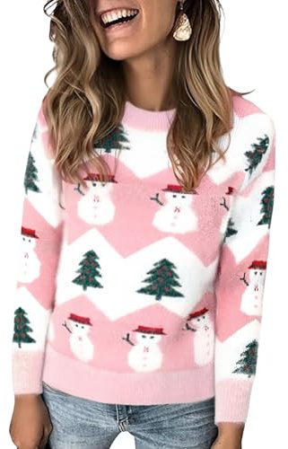 Marvmys Pull de Noël pour Femme Chandail Femme Hiver Chaud Pullover Tops Sweater à Manches Longue