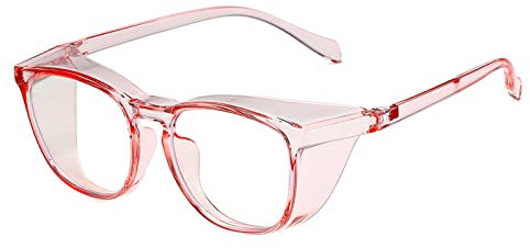 Weahoen Gafas de seguridad para mujeres, enfermeras, antivaho, elegantes, cómodas, con escudos laterales, protección ocular para adultos, color rosa