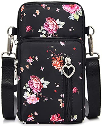 Damen Handtaschen Schultertasche Handytaschen Umhängetasche Kunstleder Schultertasche 3 Reißverschluss Beutel Universal Handytasche zum Umhängen Kartentasche Geldbörse für Handy unter 7 Zoll
