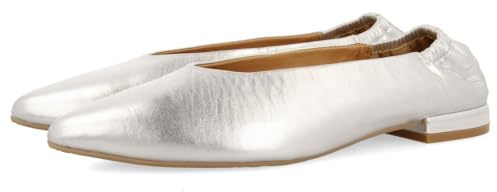 GIOSEPPO Bailarinas DE Piel Color Plata con Punta Fina Y TALÓN Fruncida para Mujer GUATAY