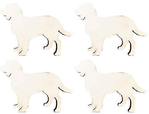 10pcs Wooden American Water Spaniel Dog Craft Shape Unfinished Cutouts Blank DIY Slices 4mm Plywood Pieces Art Ornament Decoration (10cm)