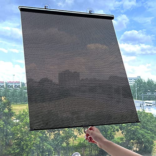 RAUGAJ Verdunkelungsrollo Mit Saugnäpfen, Vorübergehend Tragbare Fensterabdeckung, Sonnenschutz-Rollo, Wärmedämmung, Sonnenschutz, Für Auto, Büro, Küche/W58*H125Cm(23 * 49In)