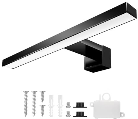 UBUD Lámpara Aplique para Espejo o Pared de Baño - 1100lm - Protección IP44 - Luz Blanca 6000K - Color Negro Mate. (Ideal y Perfecto para Maquillar o Afeitar) (60 CM NEGRO MATE)