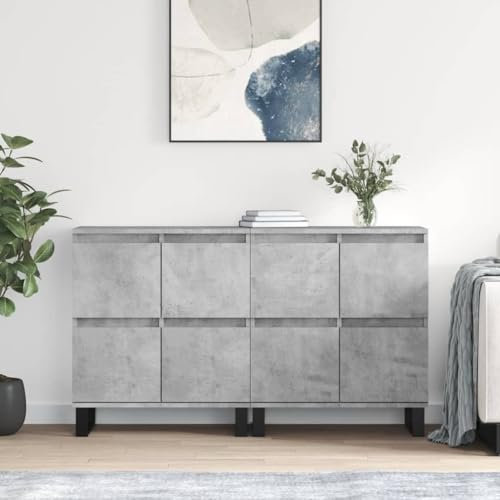 ARKEM Sideboards 2 STK. Wohnzimmerschrank MöBel Wohnzimmer Sideboard Wohnzimmer Cabinet KüChen SideboardBetongrau Holzwerkstoff - 3190185